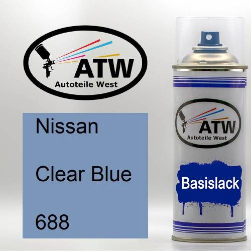 Nissan, Clear Blue, 688: 400ml Sprühdose, von ATW Autoteile West.